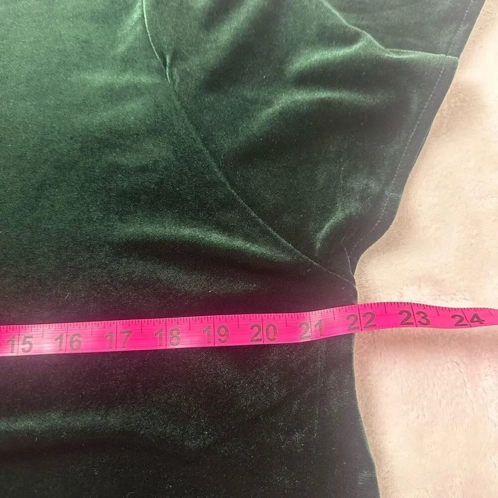 Madewell Women's M Dark Green Crushed Velvet Butterfly Sleeve Top Party Glam‎